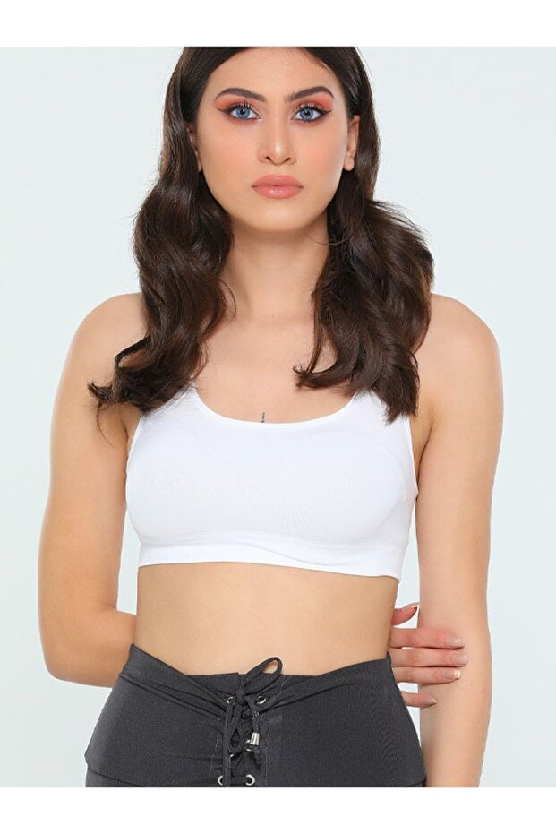 Seamless Sports Bustier with Anti-Sweat Pads and Thick Straps 5322