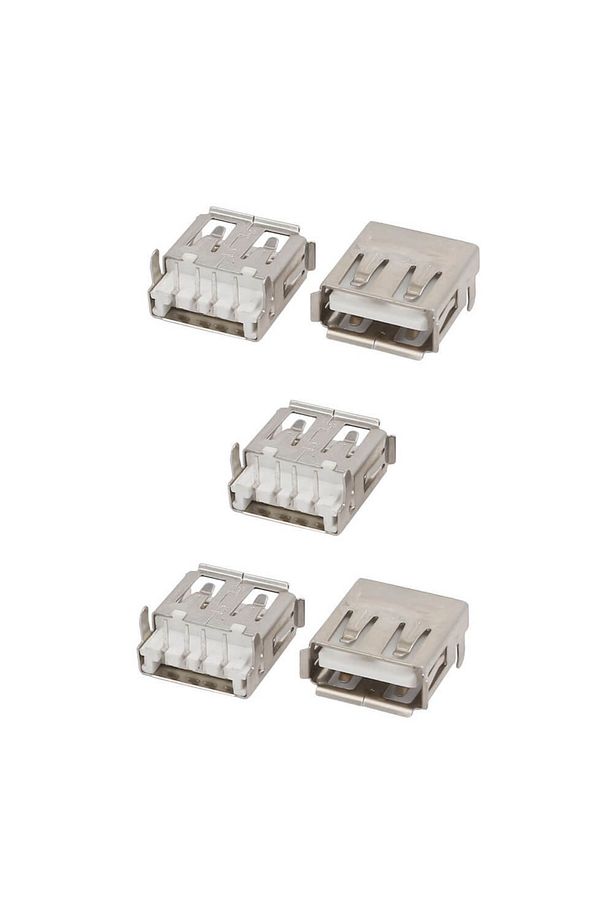 5 Adet Usb 2.0 Dişi Konnektör 4 Pin Pcb Şase 90 Derece Usb Type-a Soket - 1