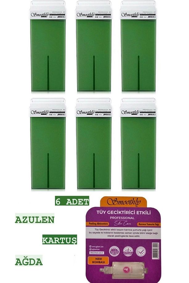 Roll-on Kartuş Sir Ağda Azulen 6'lı Set 600ml + Karınca Yumurta Yağı Tüy Geciktirici - 1