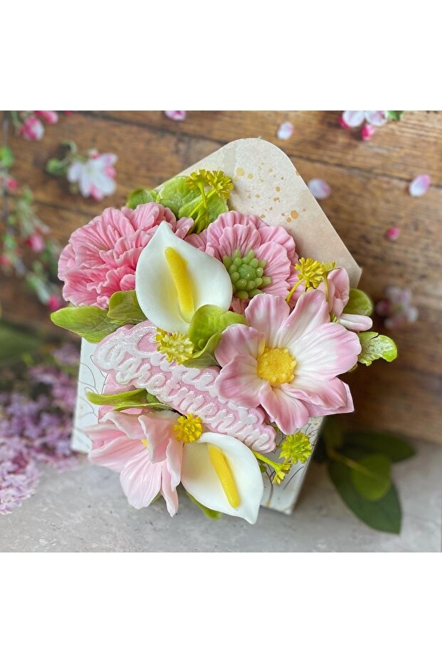 My Dear Teacher Pink Flower Arrangement Gift Scented Soap