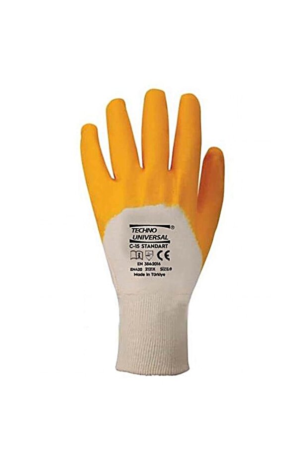 Techno C-15 Sarı Nitril Kaplı Iş Eldiveni 9 No Standart 12 Çift - 2