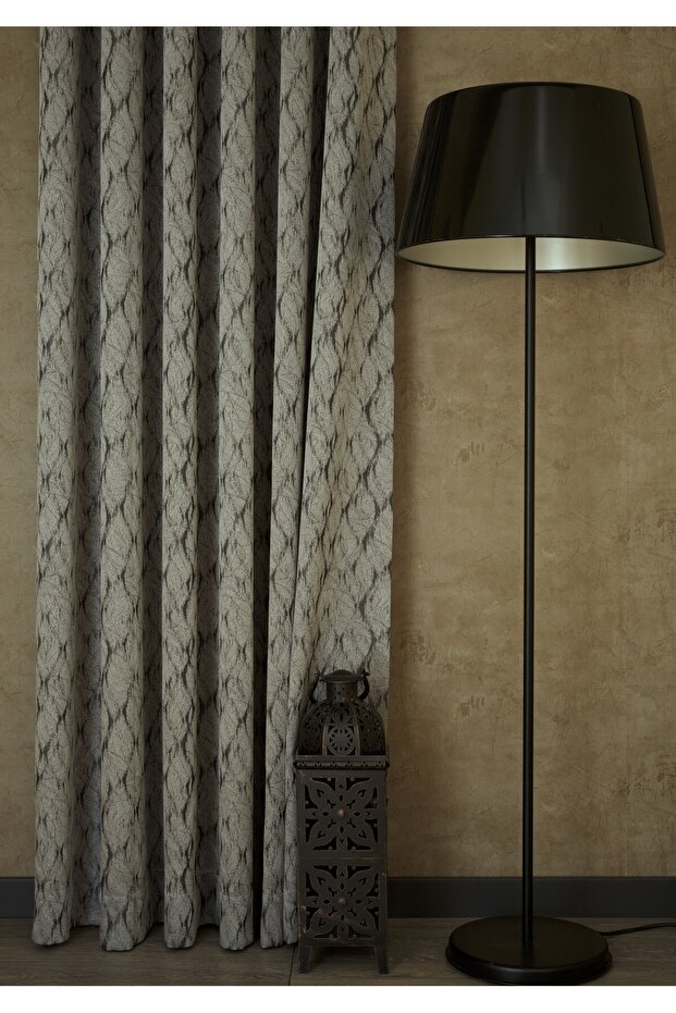 Background Curtain Spiral Pattern Gray Anthracite 1-3 Tight Pleat