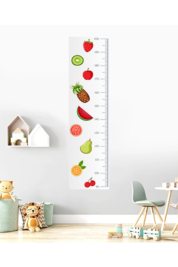 Fruits Height Meter Children's Room Wall Sticker Wall Decoration Pineapple Watermelon Strawberry Cherry Pear Apple Kiwi