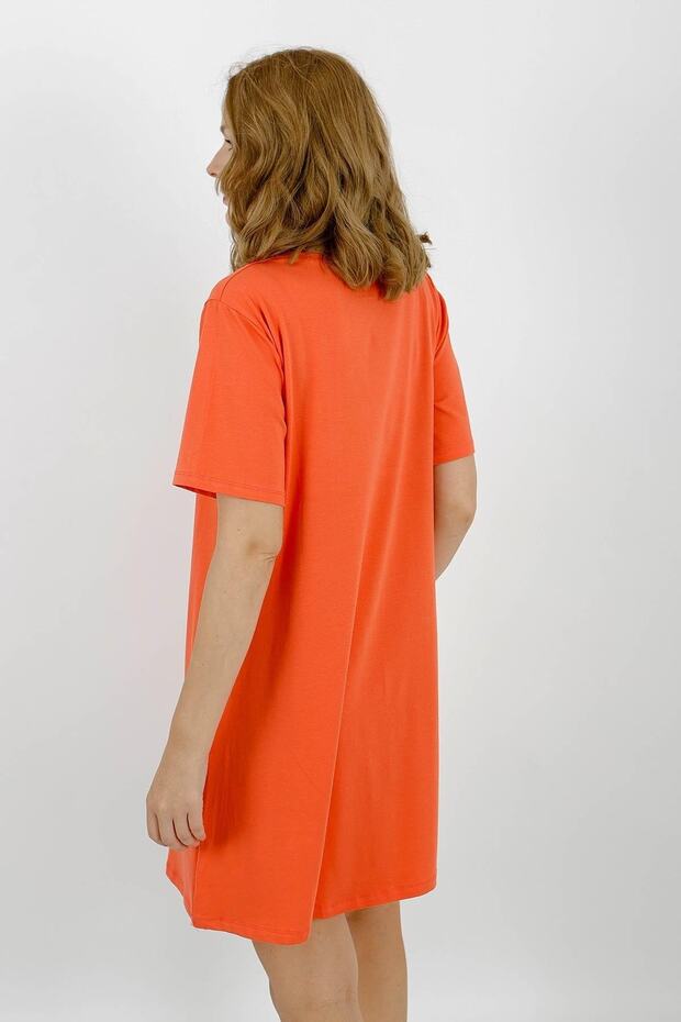 Yuvarlak Yaka Basic T-shirt Elbise - 7