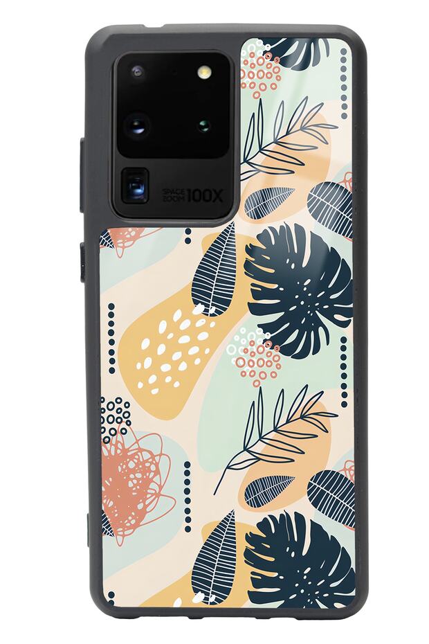 Glossy Phone Case for Samsung S20 Ultra Retro Leaf Design