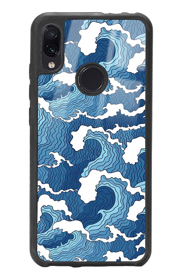 Xiaomi Redmi Note 7 Blue Wave Design Glossy Phone Case