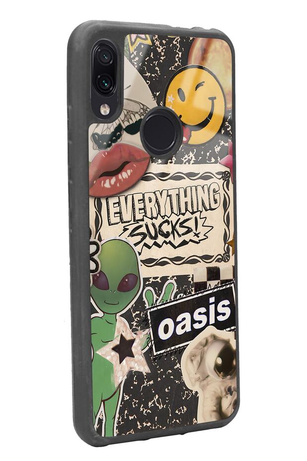 Xiaomi Redmi Note 7 Retro Sticker Tasarımlı Glossy Telefon Kılıfı - 2
