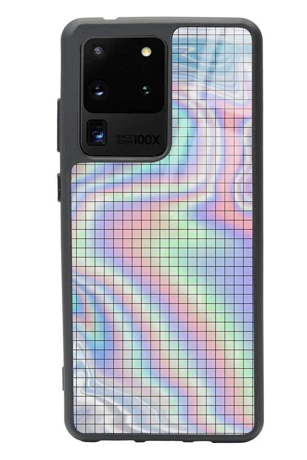 Samsung S20 Ultra Neon Checkerboard Design Glossy Phone Case
