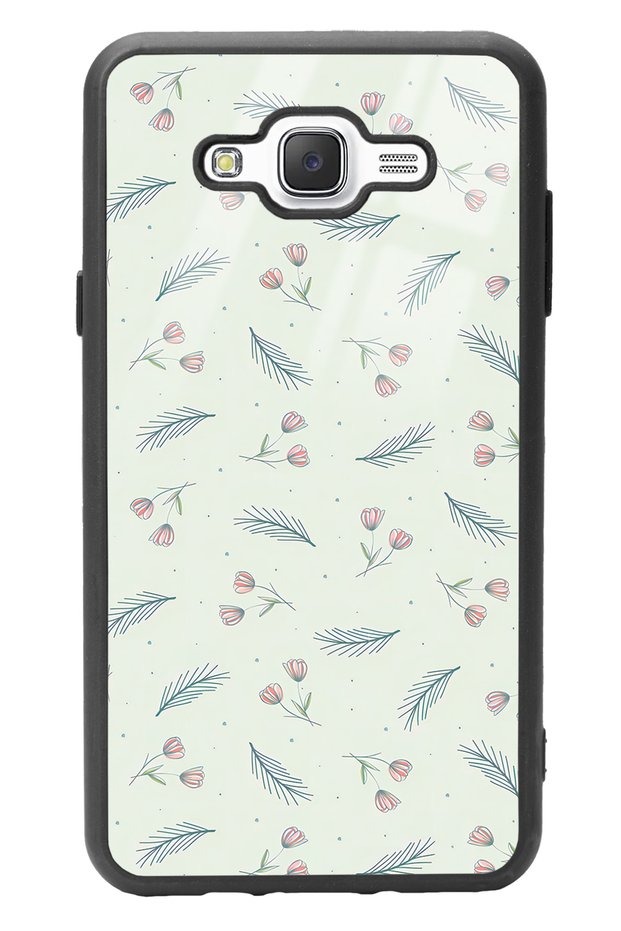 Samsung J7 Glossy Phone Case with Green Leaf Design