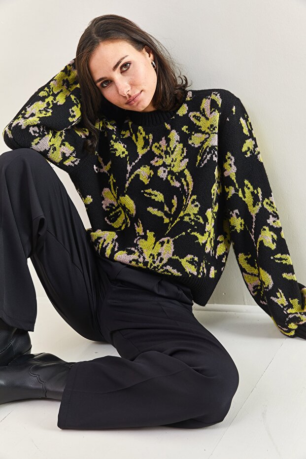 Damen-Strickpullover mit Blumenmuster - 3