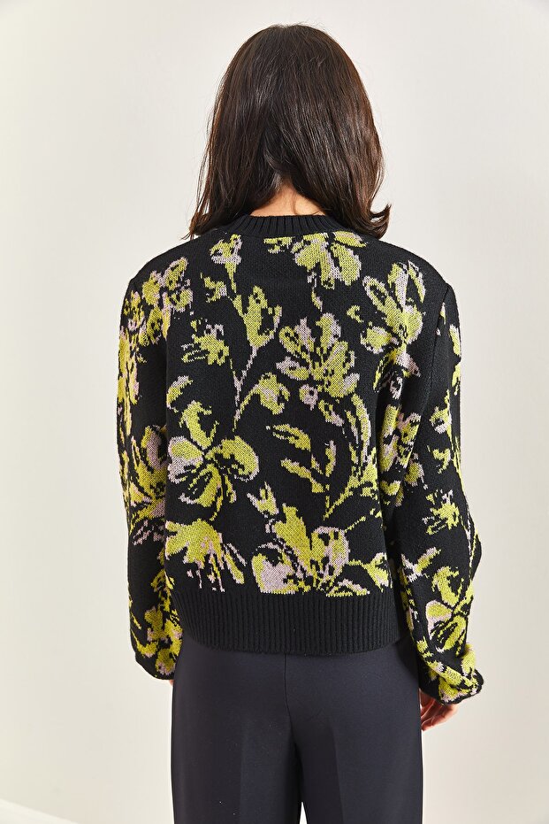 Damen-Strickpullover mit Blumenmuster - 4