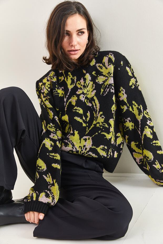 Damen-Strickpullover mit Blumenmuster - 6