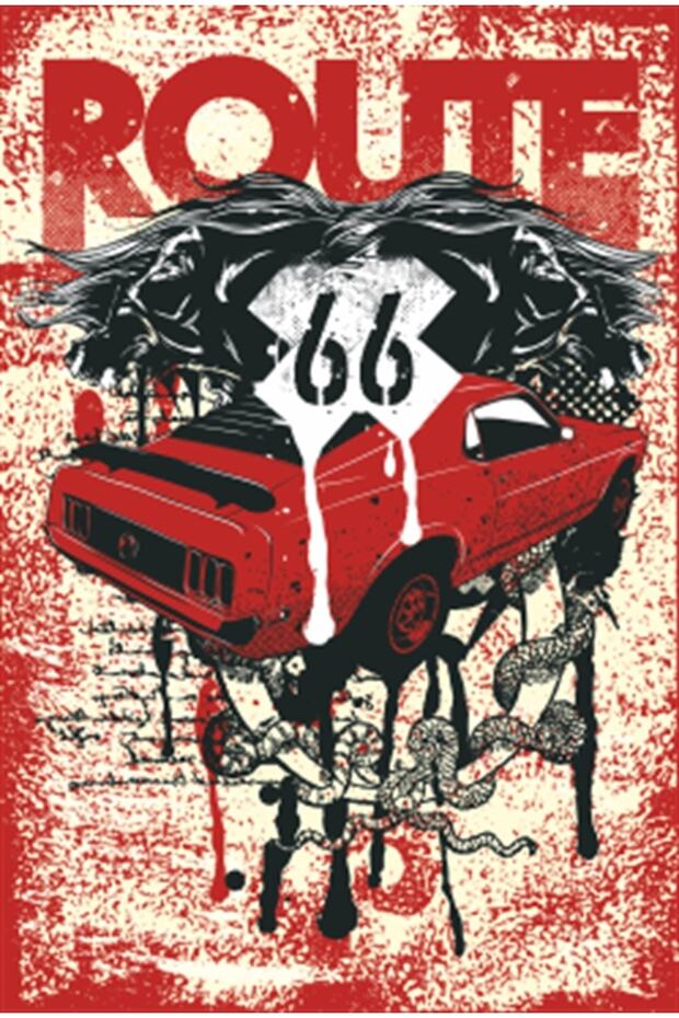 Route 66 Themed Retro Wooden Poster