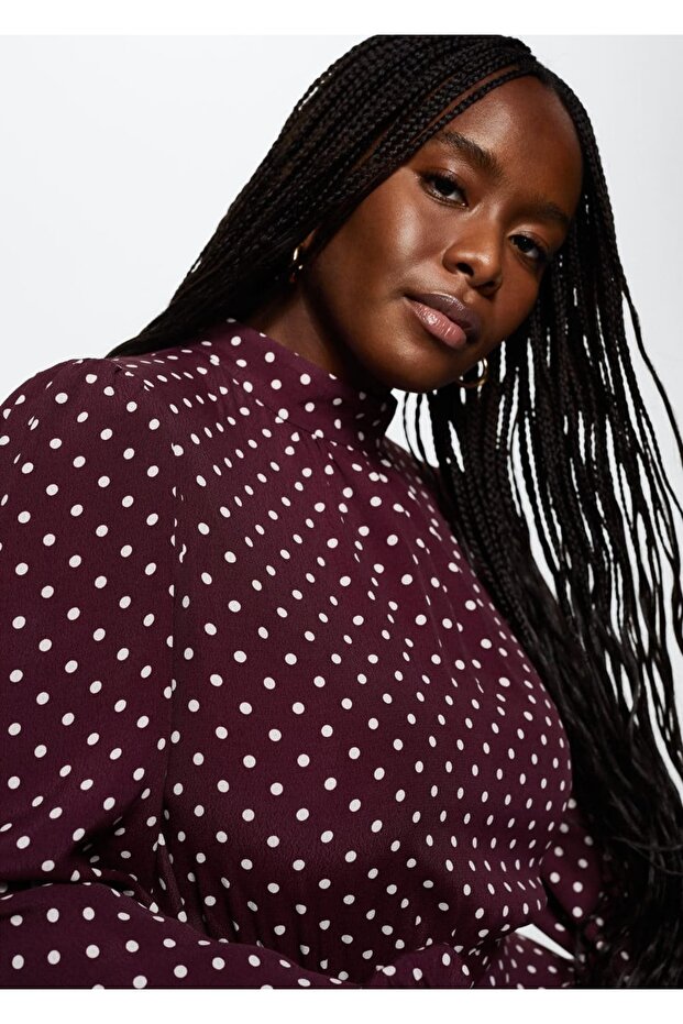 Desenli Dökümlü Elbise - 8