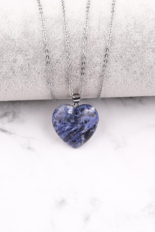 Sodalite Natural Stone Heart Necklace