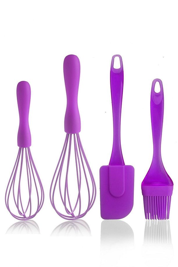 4 Parça Silikon Çırpıcı Yumurta Fırçası Spatula Seti - 1