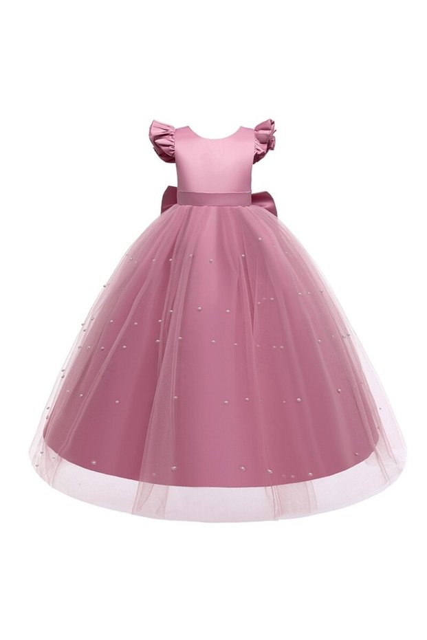 Girl's Long Skirt Pearl Detailed New Year's Graduation Birthday Party Evening Dress