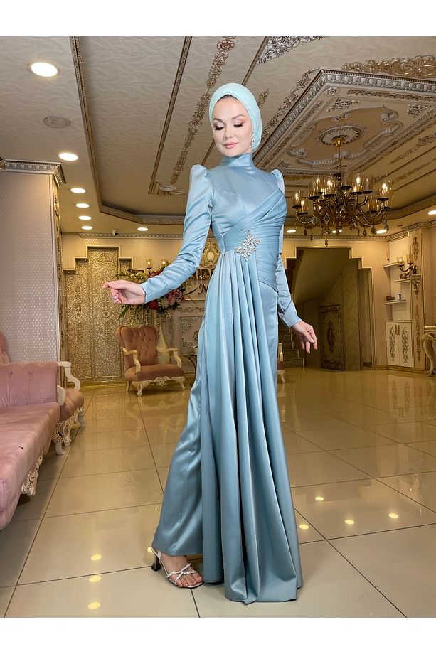 Hera Buz Yeşili Abiye Elbise - 3
