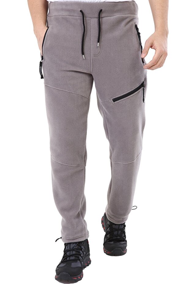 Men's Tactical Outdoor Gray Fleece Trousers with Pockets