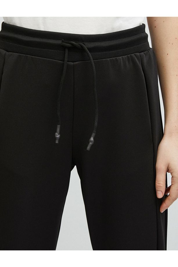 Kadın Siyah Beli Bağlamalı Jogger Eşofman Altı - 5
