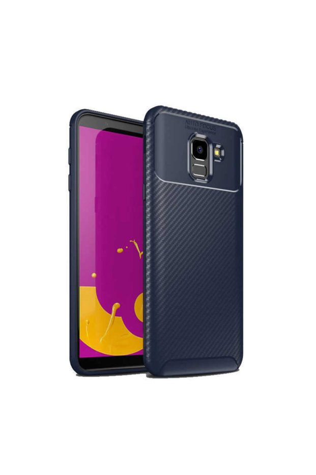 Teleplus Samsung Galaxy J6 2018 Case Carbon Patterned Lux Silicone + Full Covering 6D Nano