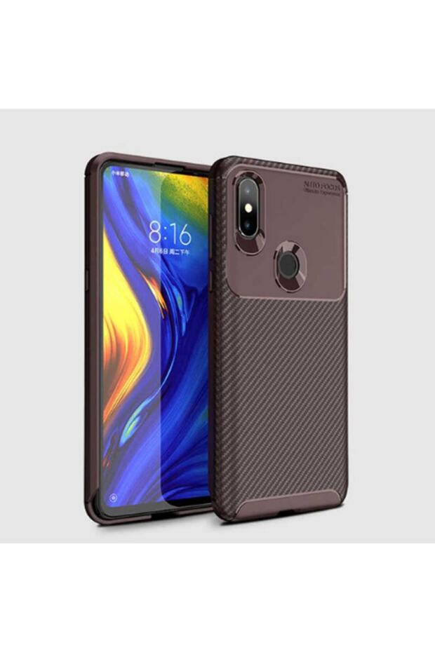 Case Carbon Pattern Lux  Silicone + Glass Screen Protector for Xiaomi Mi Mix 3