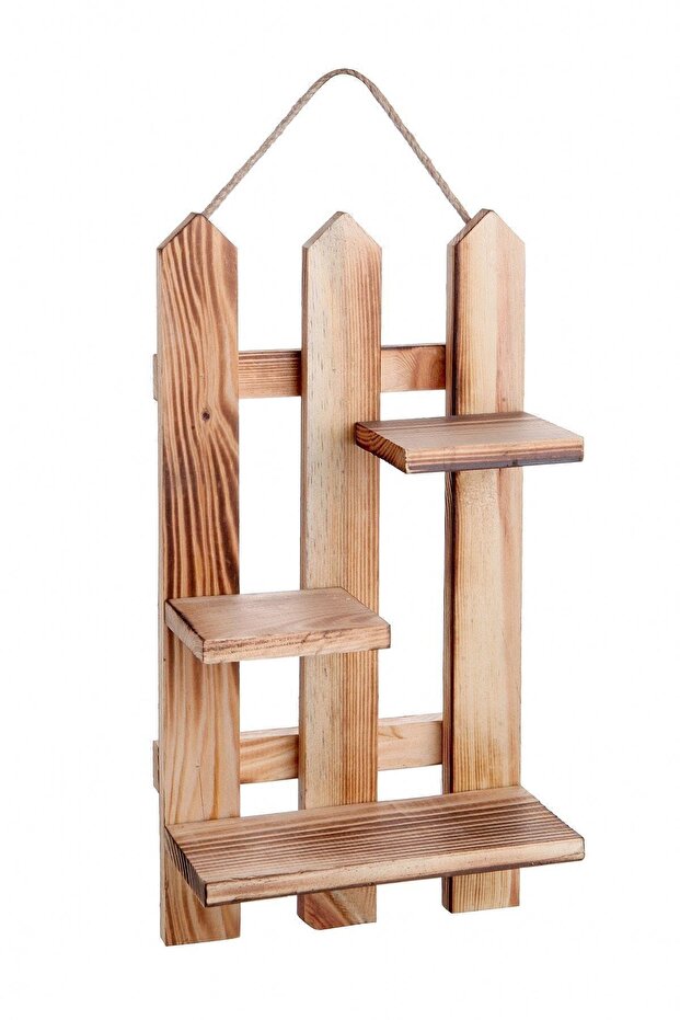 Doğal Ahşap Mini Çit Raf - 1