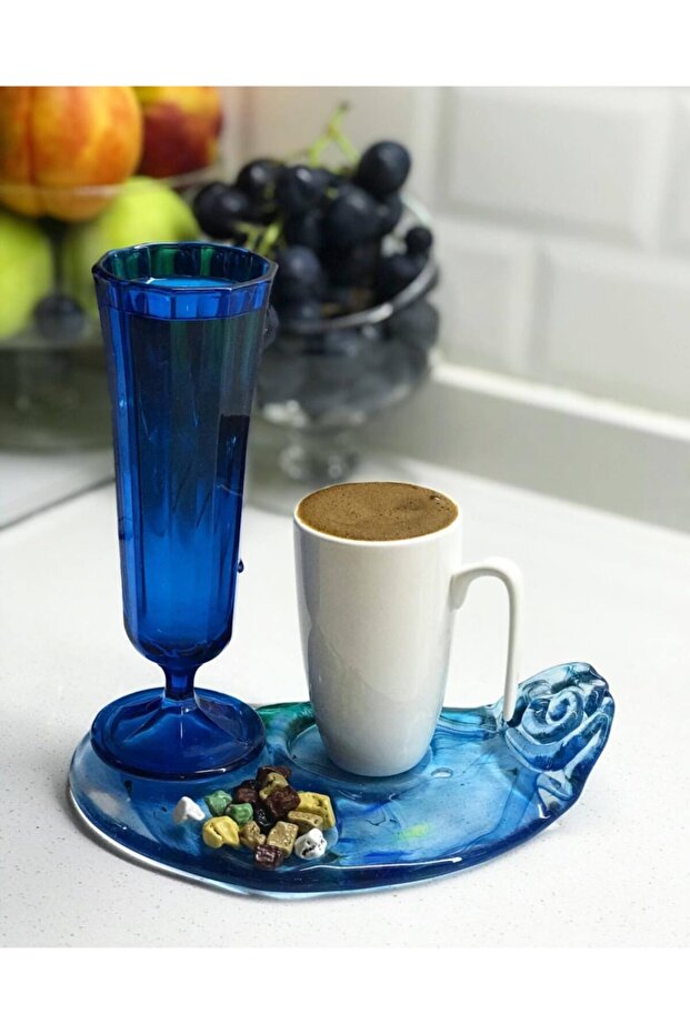 Kahve Sunum Tabağı - Mavi - 2