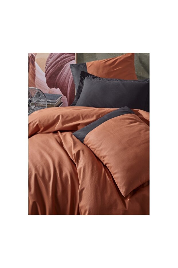 Plain Line Ranforce Nevresim Takımı Tek Kişilik Kiremit-siyah - 2