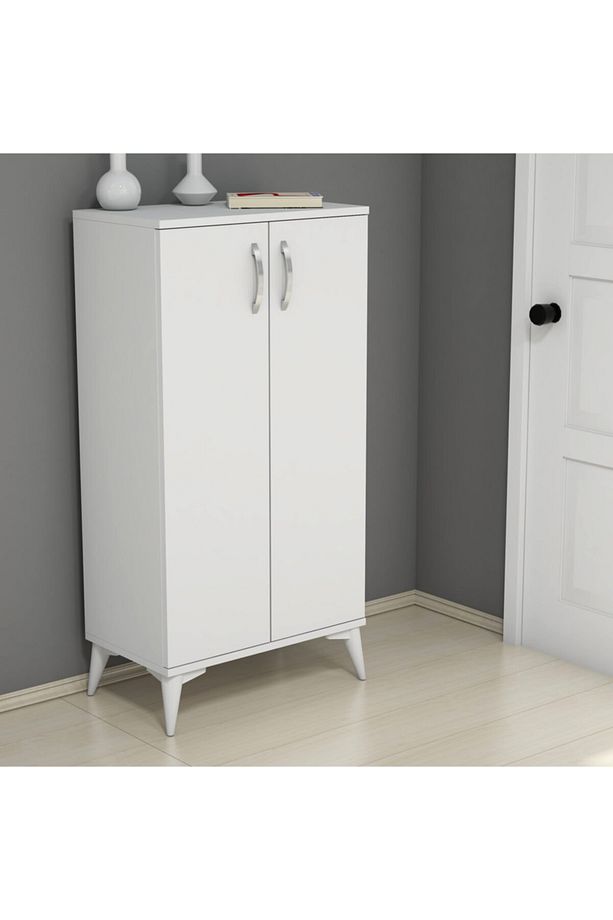 Mobilya 2 Kapak 4 Bölmeli Ayakkabılık Beyaz - 1