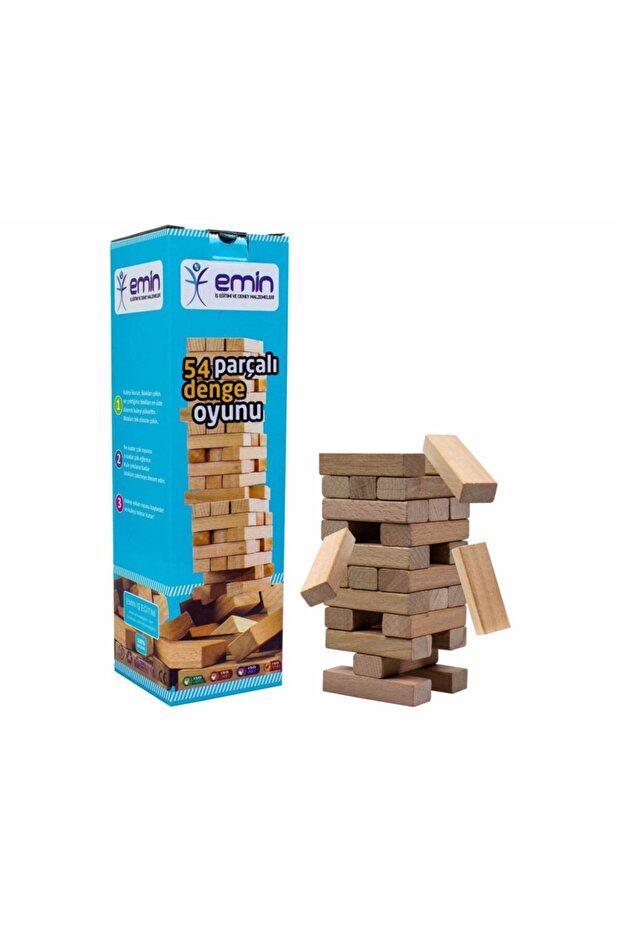 54 Pieces, Jenga, Wooden Balance Game, Large Size Jenga, Natural