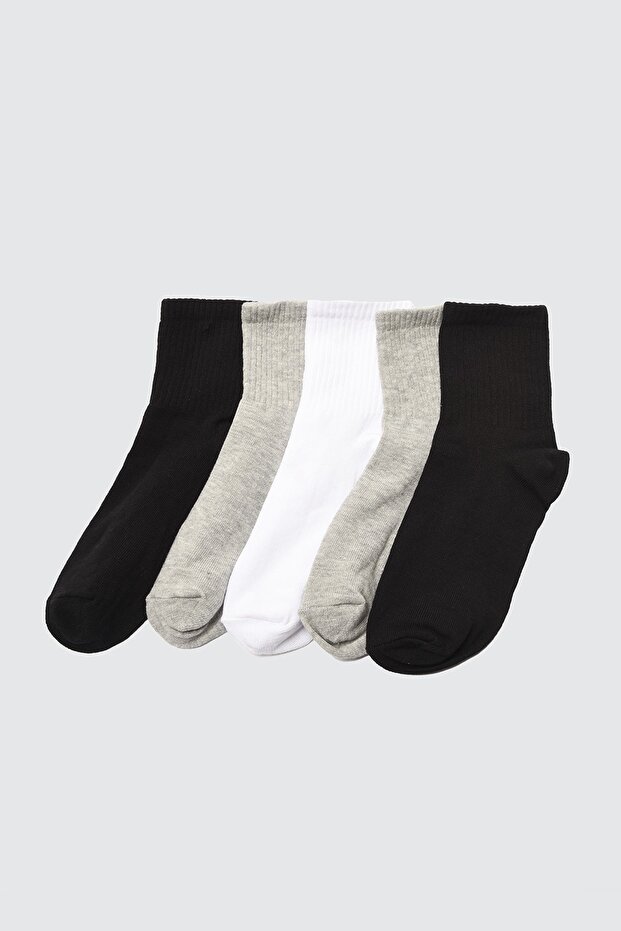 Siyah 5'li Paket Pamuklu Örme Çorap TWOSS21CO0015 - 4