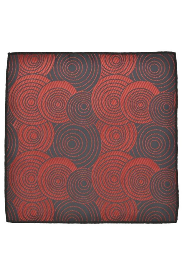 Red Geometric Pattern Handkerchief Tie - 4