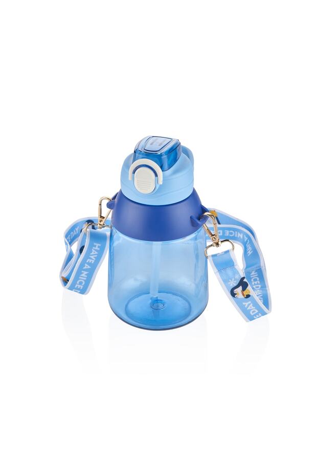 800 Ml Children's/School Water Bottle with Carrying Strap and Thick Straw with Sticker Gift Vgn 2269