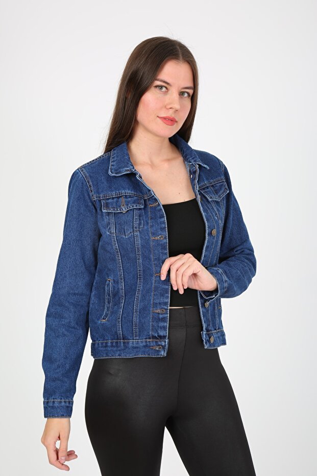 Blue Basic Denim Jacket Jeans - 1