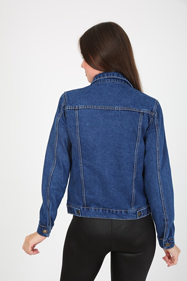Blue Basic Denim Jacket Jeans - 3