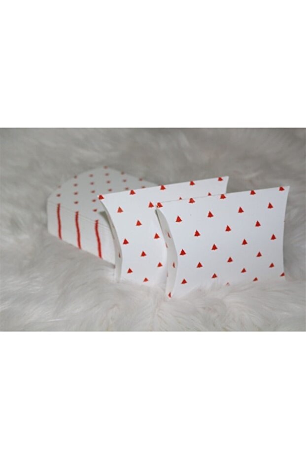 Pillow Box Cardboard Red Pine Tree 7,2x7,4x1,8cm 15pcs -