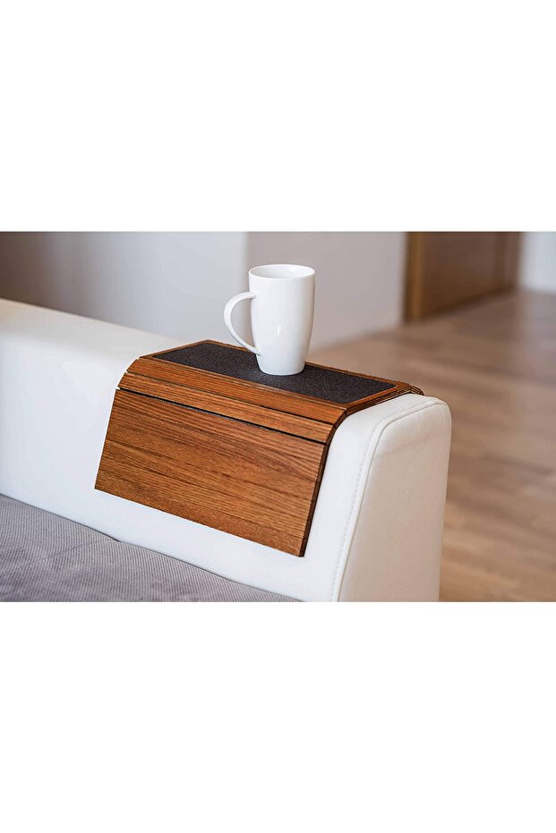 Armrest Tray Mdf 8 mm | Non-Slip Medium Area | Cup Holder and Phone Stand | 50X27.8 Seat Top
