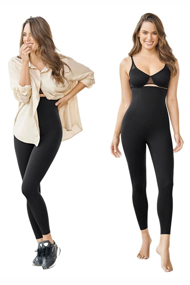 Push Up Matte Black Extra High Waist Corset Tights for Chest, Belly, Hips and Legs
