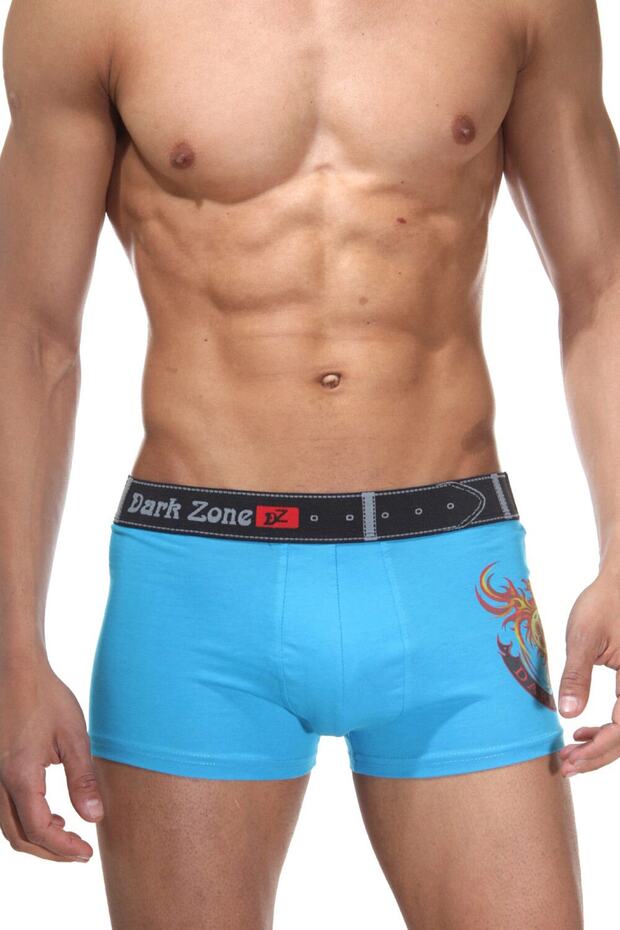 Men's Turquoise Cotton Boxers - Fire Pattern - 1