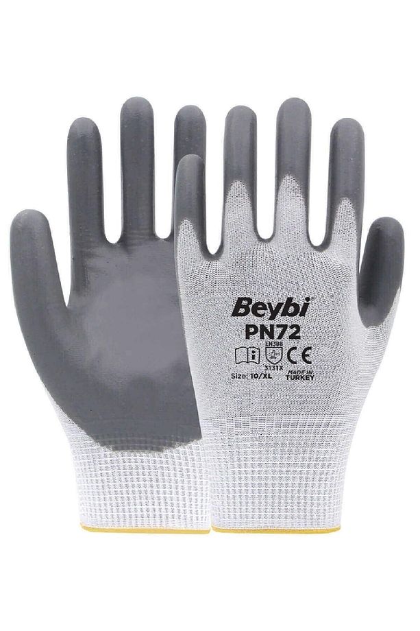 Pn72 Gri Polyester Örme Nitril Iş Eldiveni 10 Beden - 2