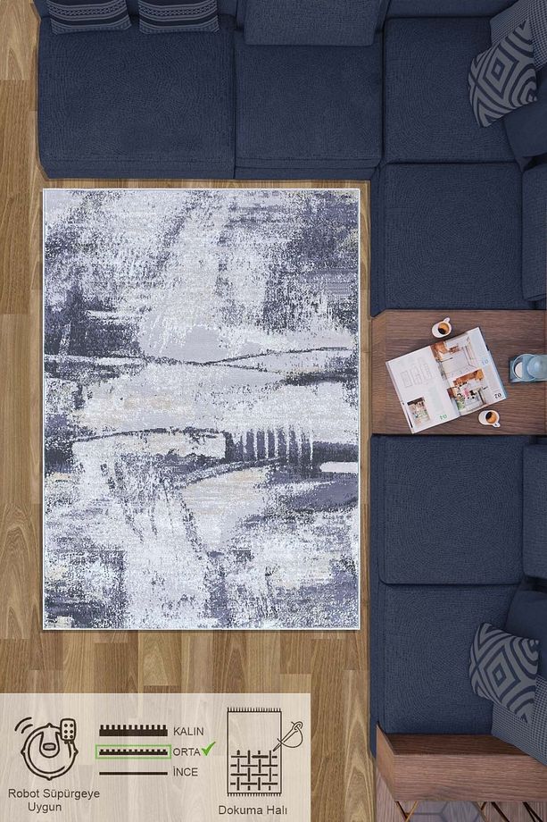 Abstract Iskandinav Jüt Dokuma Yolluk Salon Oturma Odası Mutfak Yatak Oda Kilim Halı - 1