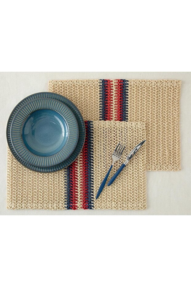 Softy Braid Paper Placemats (Pack of 2), 30x47 cm, Red