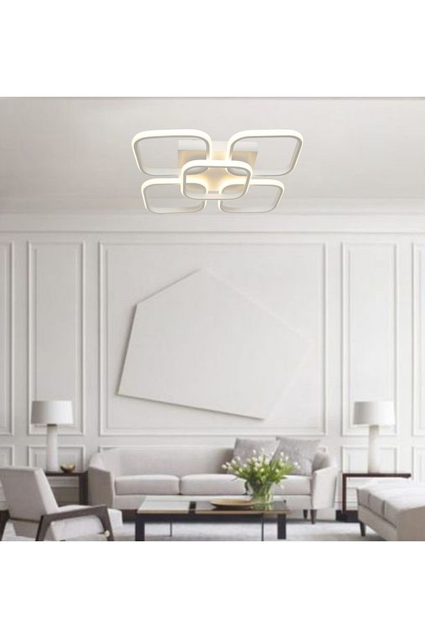 Tt302-4+1-by Kare Mat Beyaz 5 Li ( Gün Işığı ) Led Avize - 2