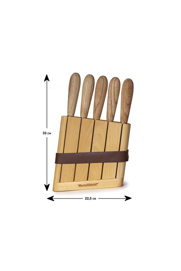 Ahşap 6 Parça Paslanmaz Çelik Bıçak Seti - 4