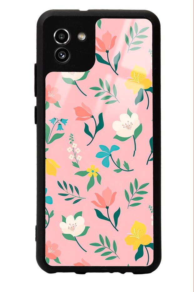 Samsung A-03 Pinky Flowers Design Glossy Phone Case