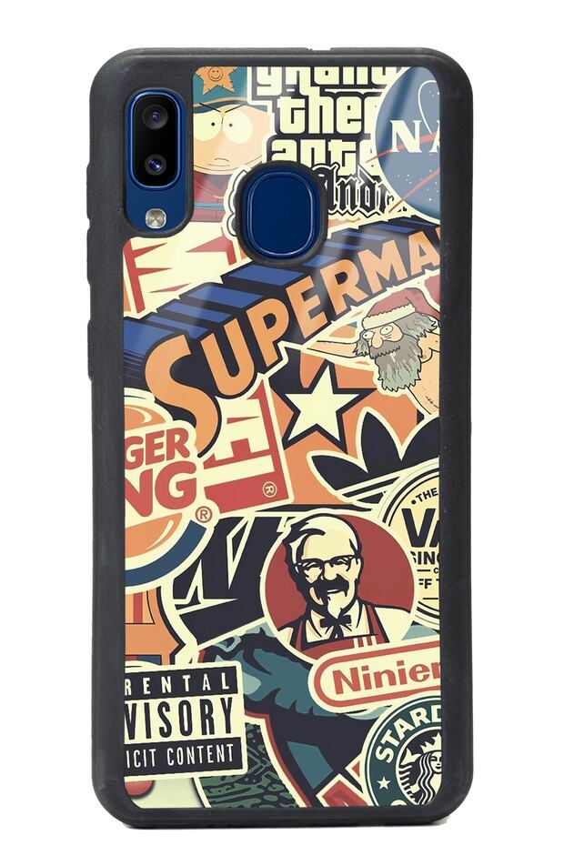 Glossy Phone Case for Samsung A20 Retro Brand Design