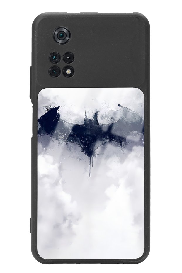 حافظة هاتف لامعة بتصميم باتمان باللون الأبيض لهاتف Poco M4 Pro