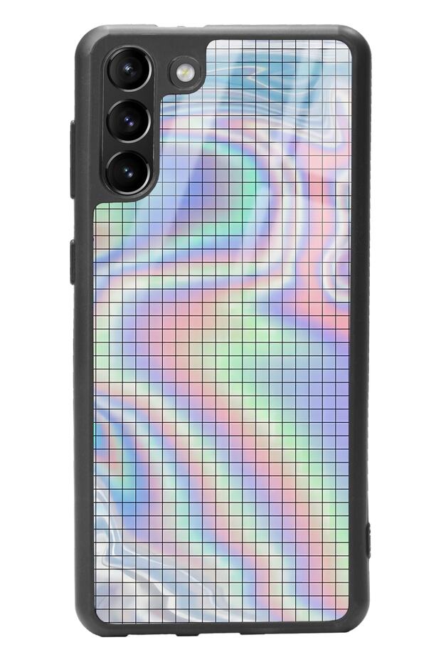 Samsung S-21 Plus Neon Checkerboard Design Glossy Phone Case