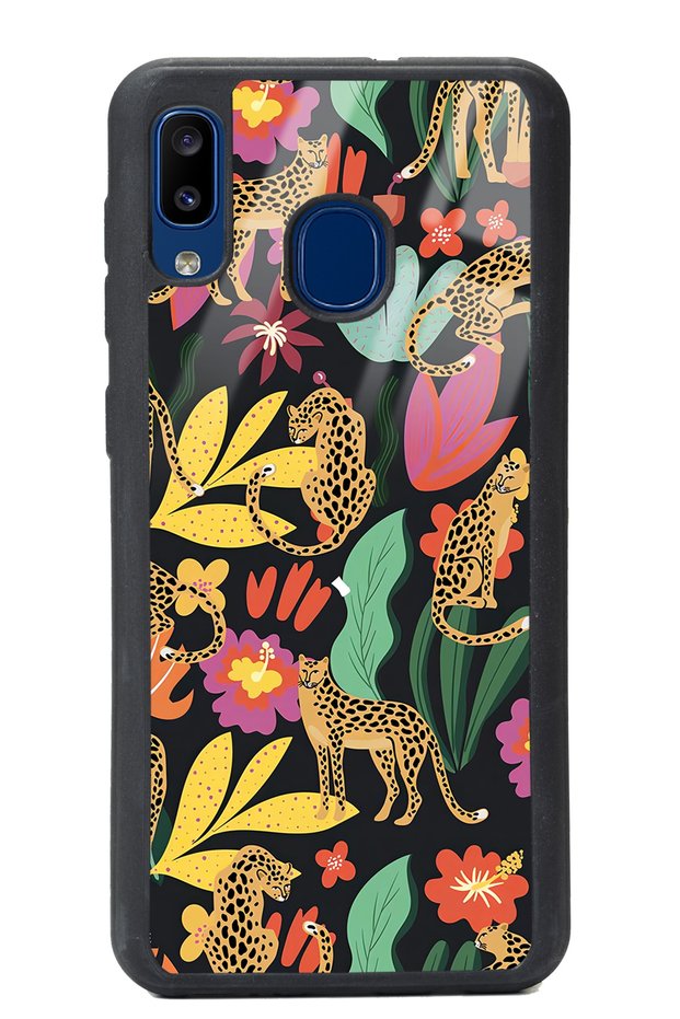 Samsung A20 Glossy Phone Case with Flower Cats Design
